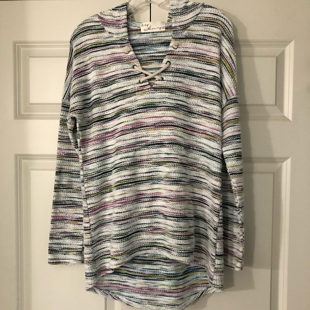 Vintage Havana Multi Colored Knit Hoodie, Size Medium